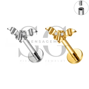 SG4511 ASTM F136 Titan Fledermaus CZ Labret Ohrstecker mit flacher Rückseite