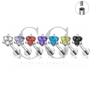 SG4524 ASTM F136 Titanium Trinity CZ Cluster Flat Back Labret Stud