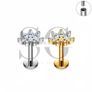 SG4554 ASTM F136 Titanium Marquise Fan Lip Fang Labret Stud