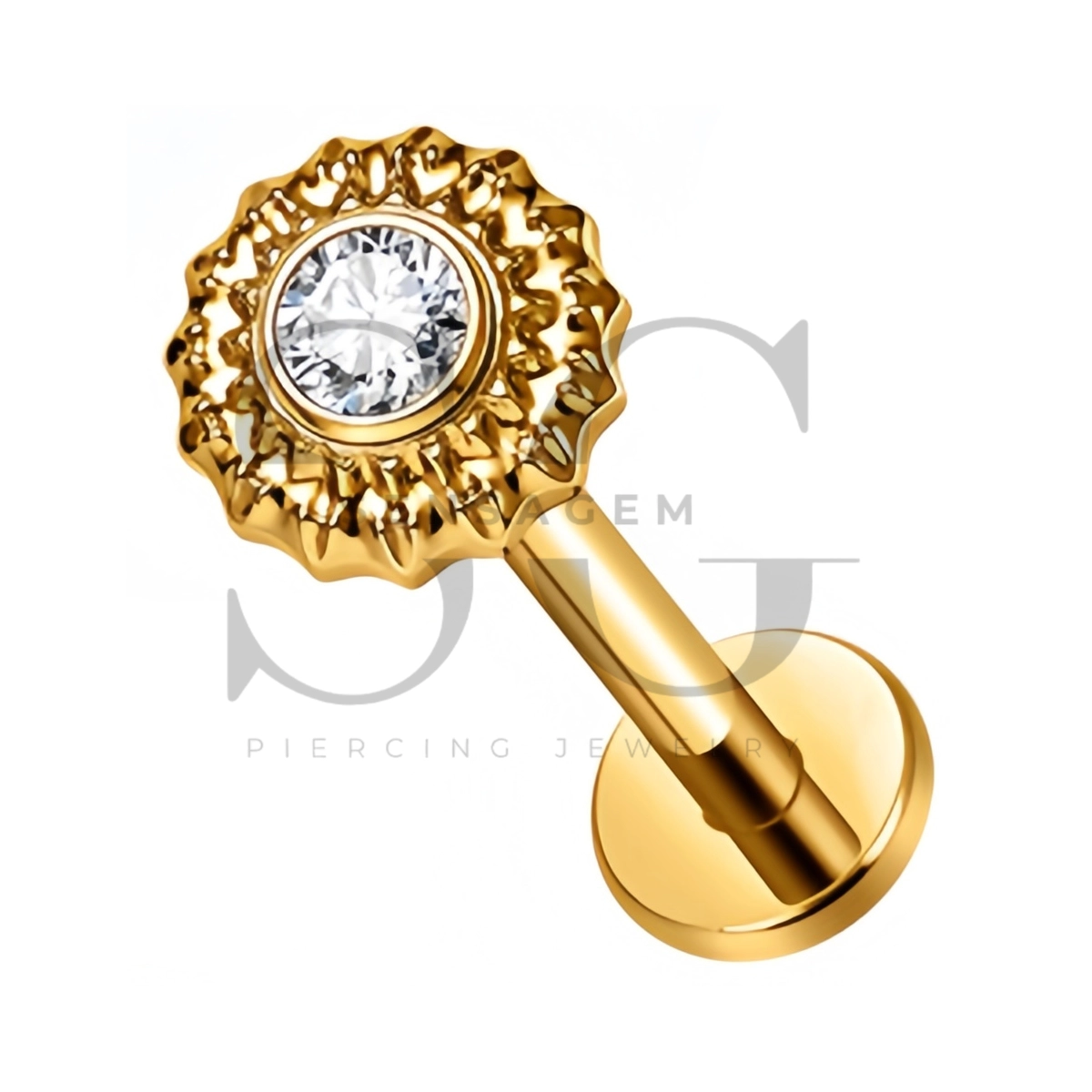SG4555 ASTM F136 Titanium Sunburst CZ Lip Fang Labret Stud – Bild 9