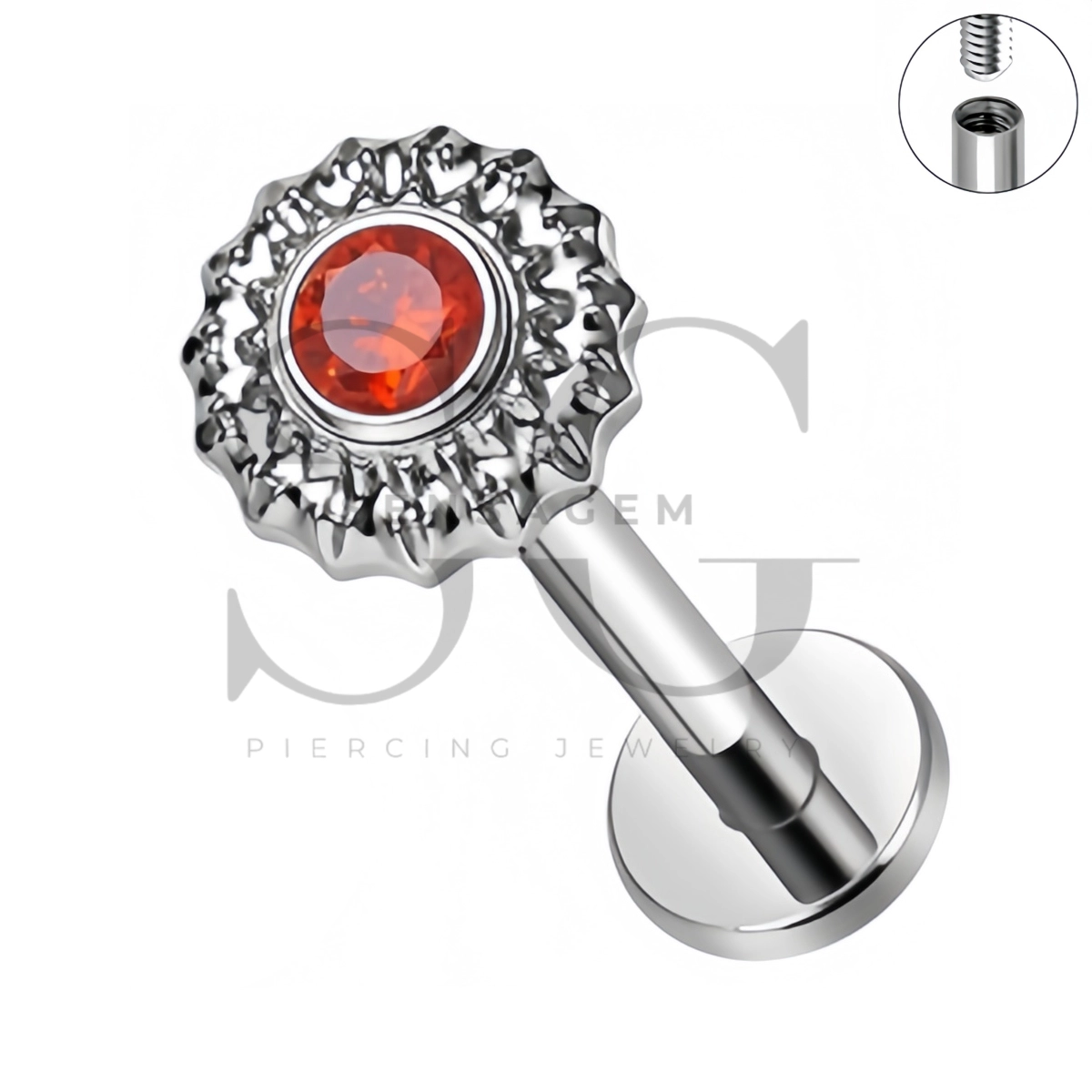 SG4555 ASTM F136 Titanium Sunburst CZ Lip Fang Labret Stud – Bild 2