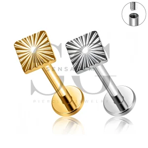 SG4562 ASTM F136 Titanium Sunburst Square Lip Fang Labret Stud