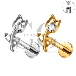 SG4566 ASTM F136 Titanium Tulip Flower CZ Lip Fang Labret Stud