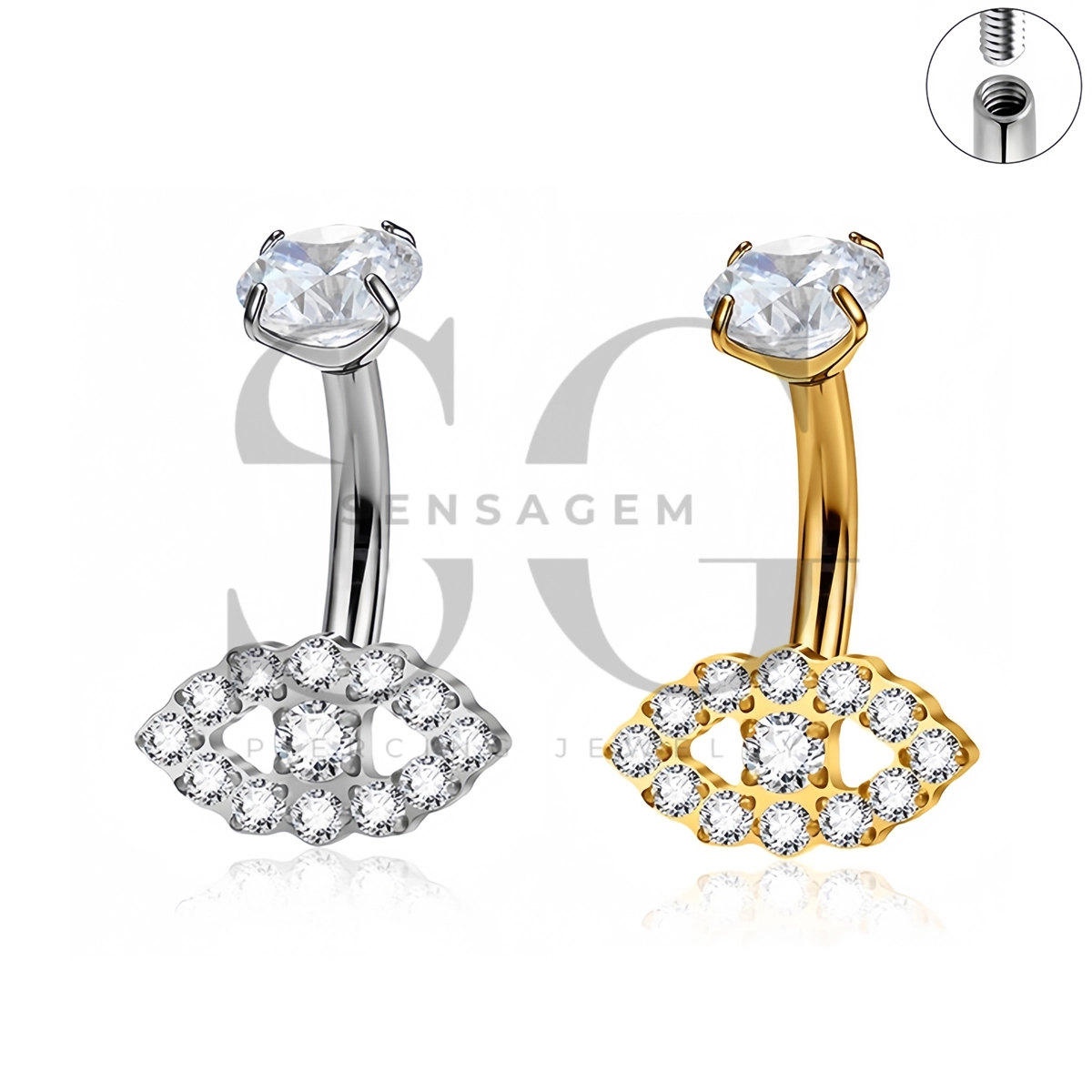 SG7061 Anello per ombelico Evil Eye in titanio per impianto ASTM F136