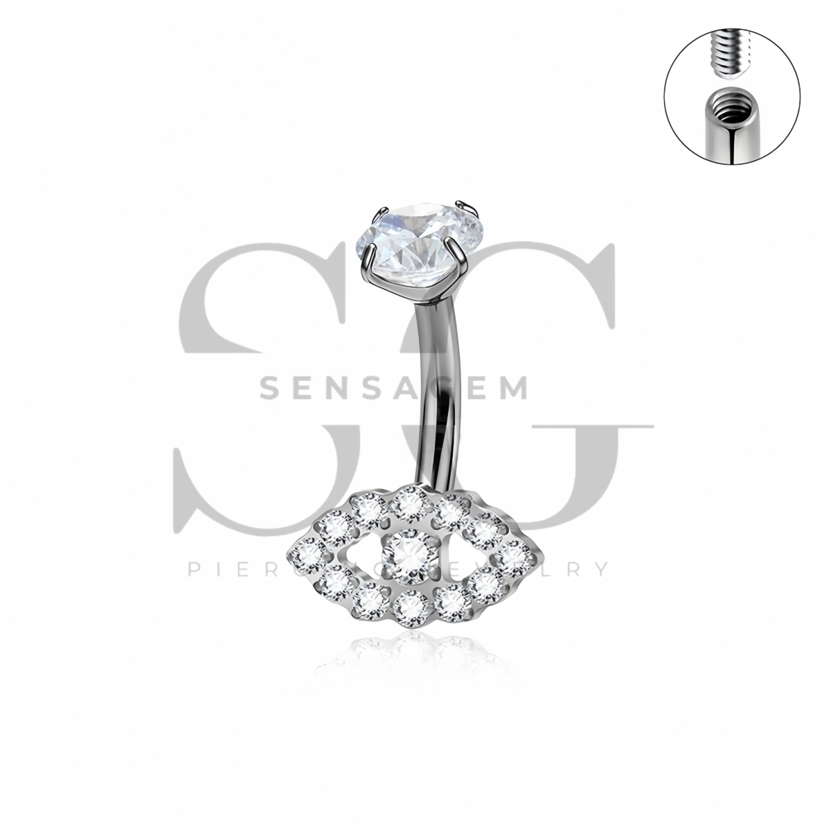 SG7061 Anello per ombelico Evil Eye in titanio per impianto ASTM F136 - immagine 4