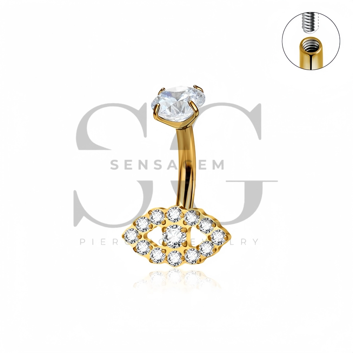 SG7061 Anello per ombelico Evil Eye in titanio per impianto ASTM F136 - immagine 3