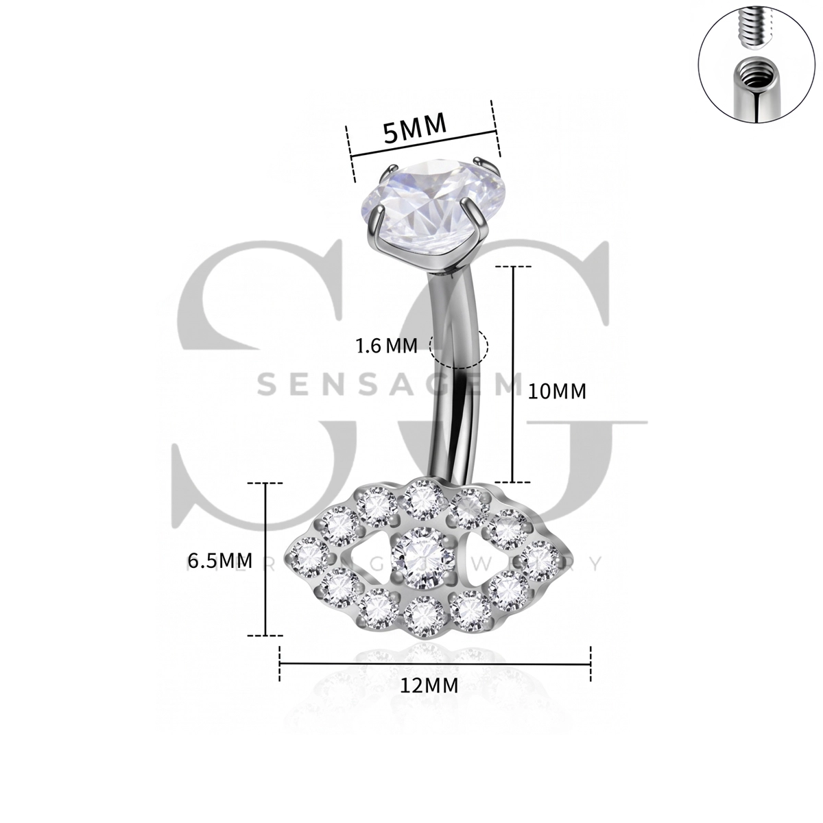 SG7061 Anello per ombelico Evil Eye in titanio per impianto ASTM F136 - immagine 2