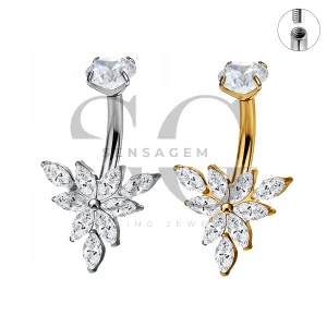 SG7063 ASTM F136 Implant Grade Titanium Botanical Navel Ring