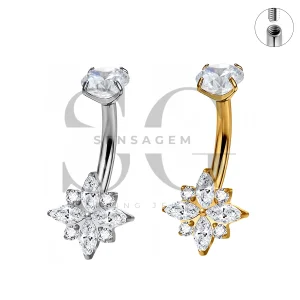 SG7064 ASTM F136 Implant Grade Titanium Starburst Navel Ring