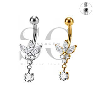SG7065 ASTM F136 Implant Grade Titanium Botanical Navel Ring
