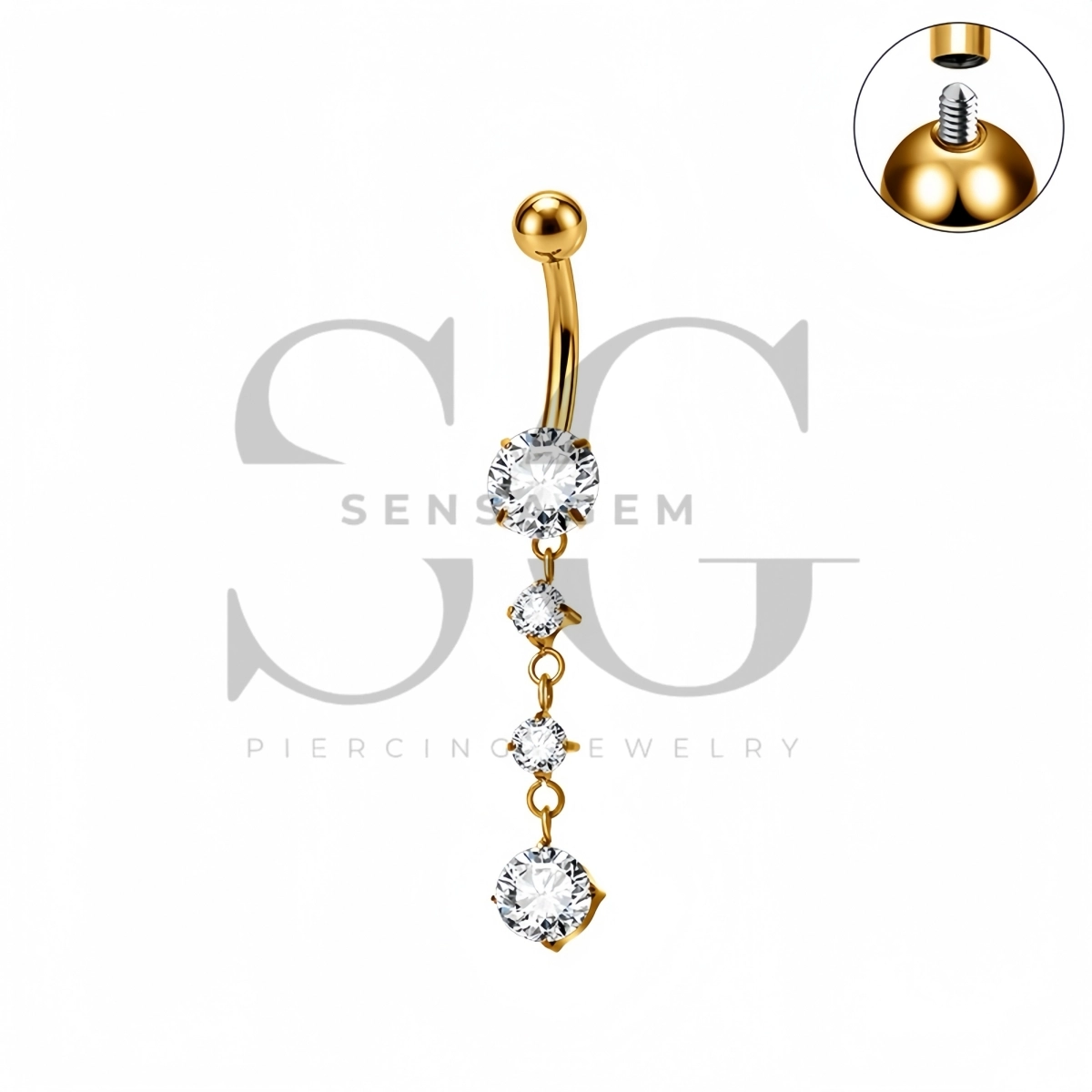 SG7066 ASTM F136 Implant Grade Titanium Dangle Navel Ring - Afbeelding 4