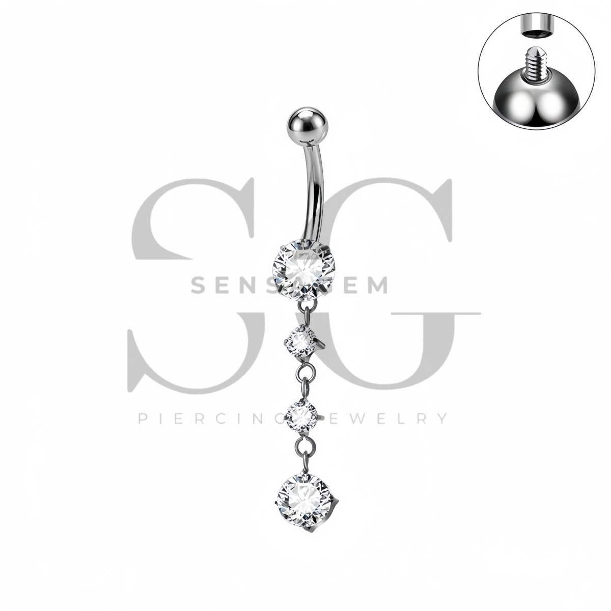 SG7066 ASTM F136 Implant Grade Titanium Dangle Navel Ring - Afbeelding 3