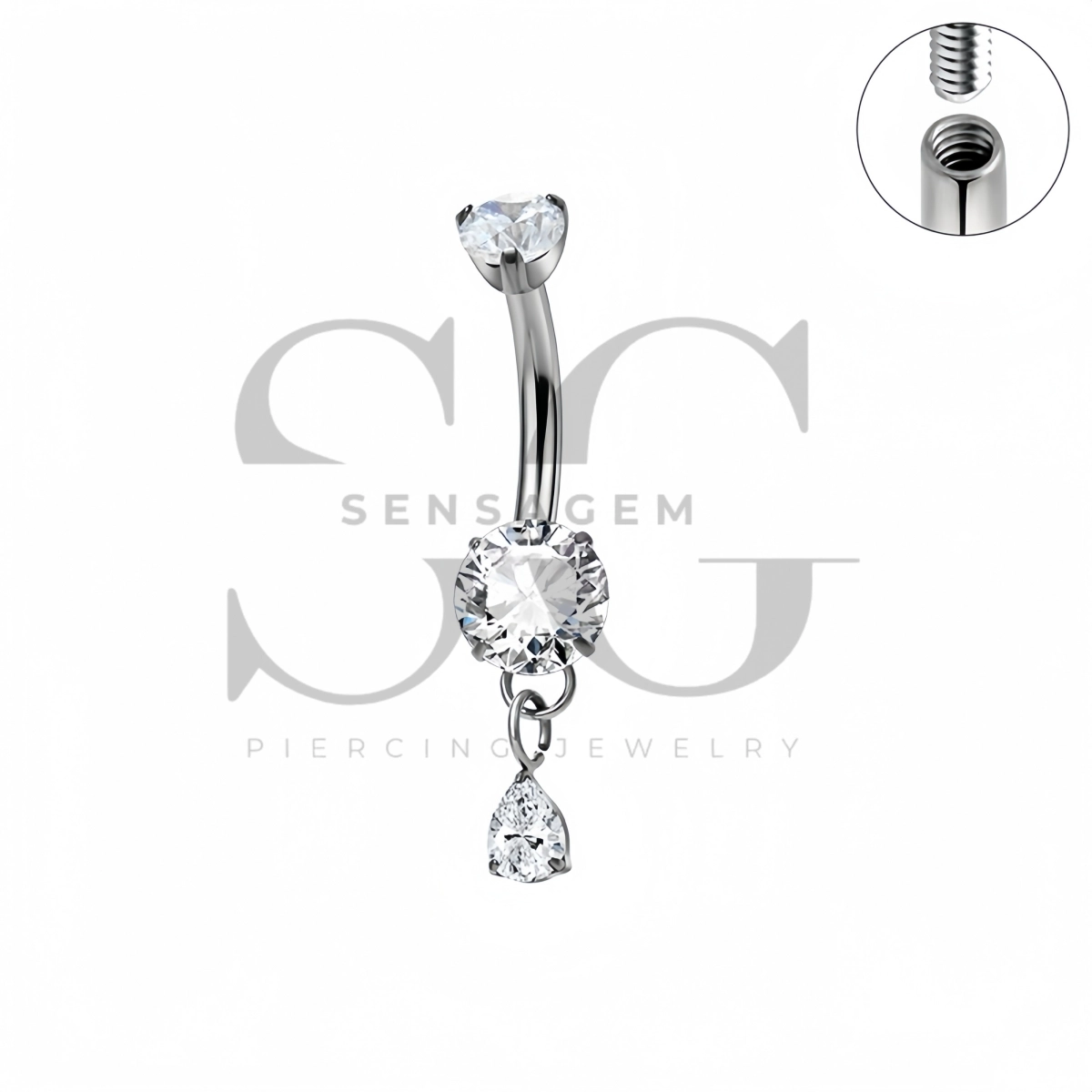 SG7067 ASTM F136 Implant Grade Titanium Dangle Navel Ring - Afbeelding 4